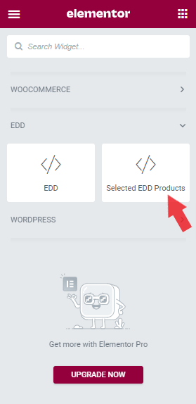 Easy EDD for elementor selected edd Widget options