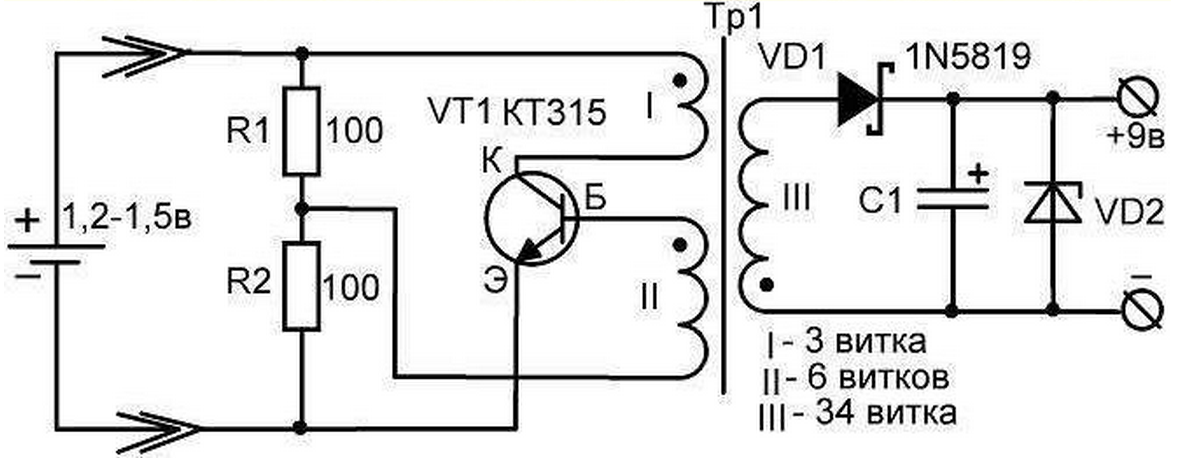 Преобразователь напряжения с 1.5 на 12 вольт схема подключения. Преобразователь с 1.5 в 12 вольт схема. Схема преобразователя для светодиода от батарейки 1.5. Схема преобразователя напряжения с 1.5 на 5 вольт.