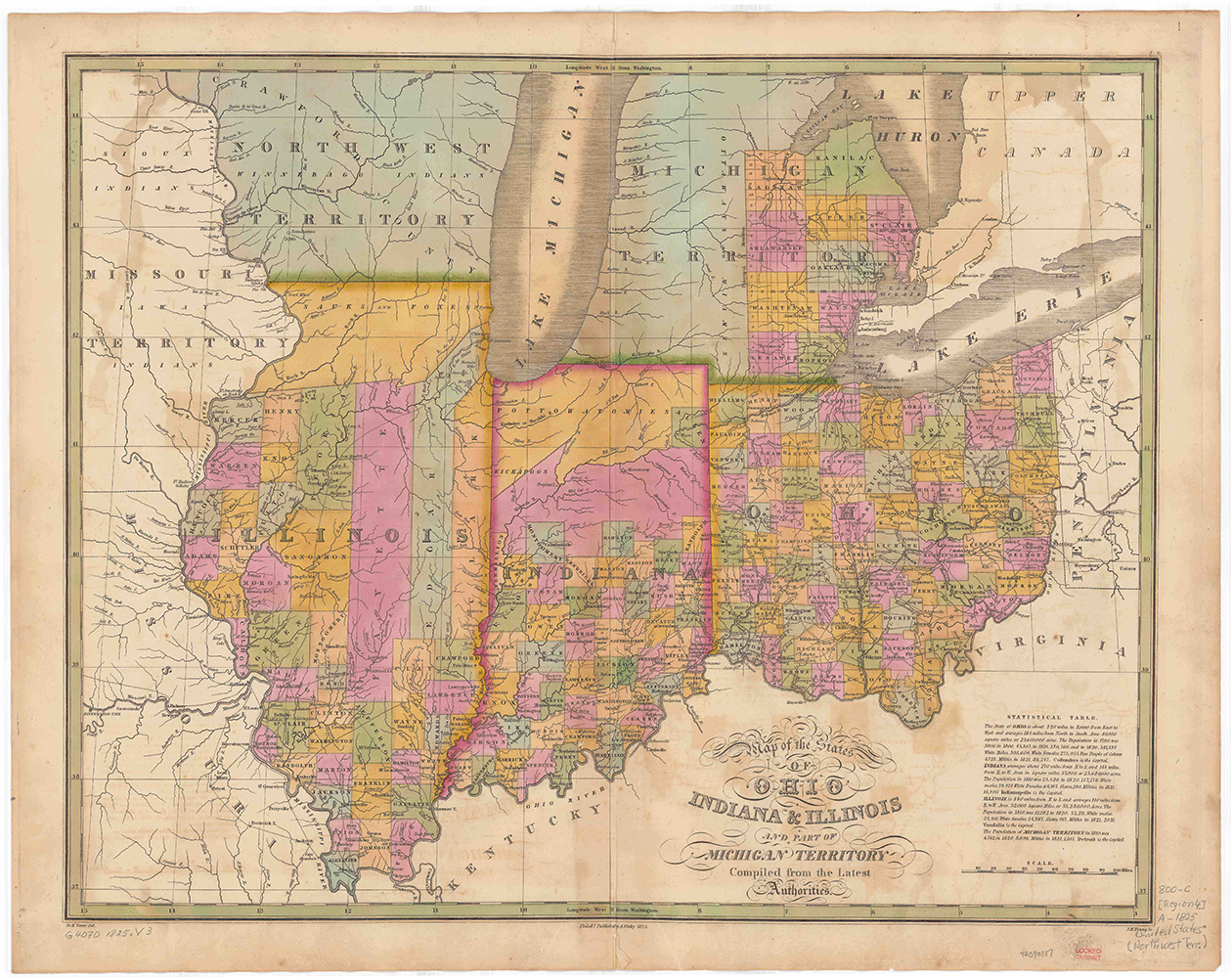 Map of the States of Ohio, Indiana, and Illinois and part of Michigan Territory, 1826