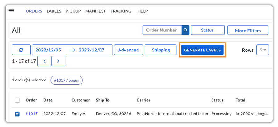 Printing shipping labels