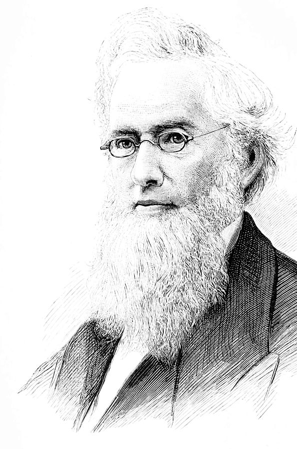 Portrait of Barnard, man with long white hair and beard wearing small glasses