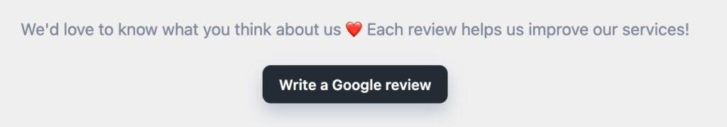 exemple de boîte d’avis pour obtenir des avis Google