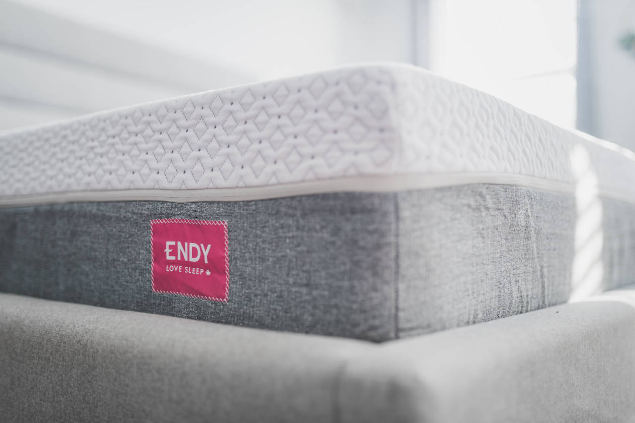 Endy mattress up close with the logo visible