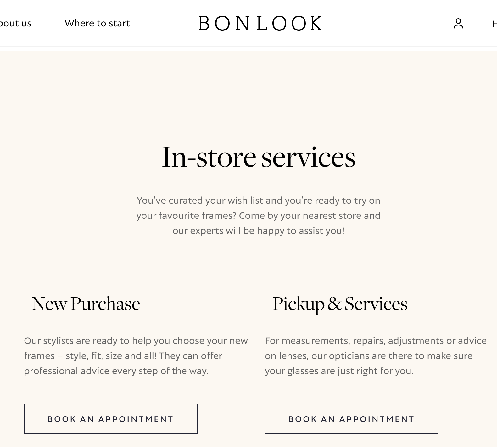 Bonlook in store services