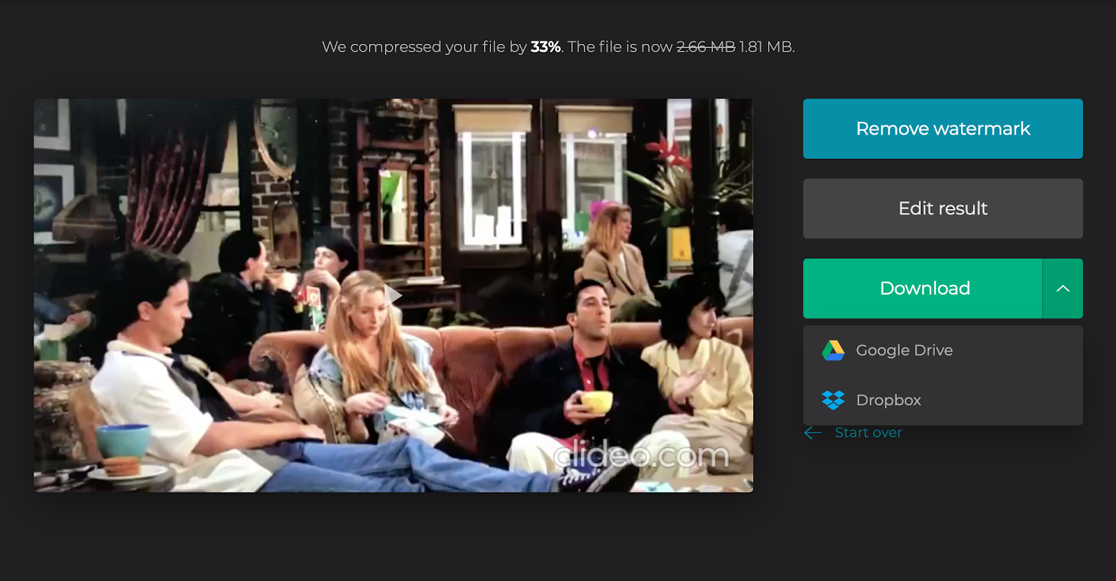 Save the compressed video and send via Email