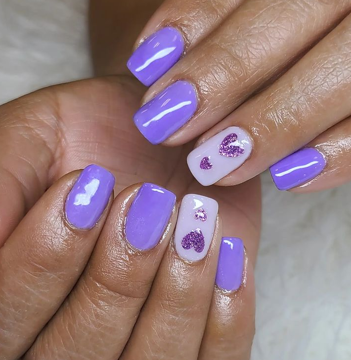 Shiny Lavender nails