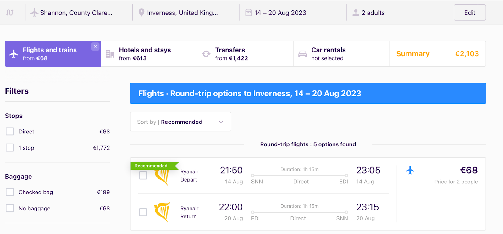 Booking your flights from Shannon to Edinburgh on Trazler is as easy as it gets 