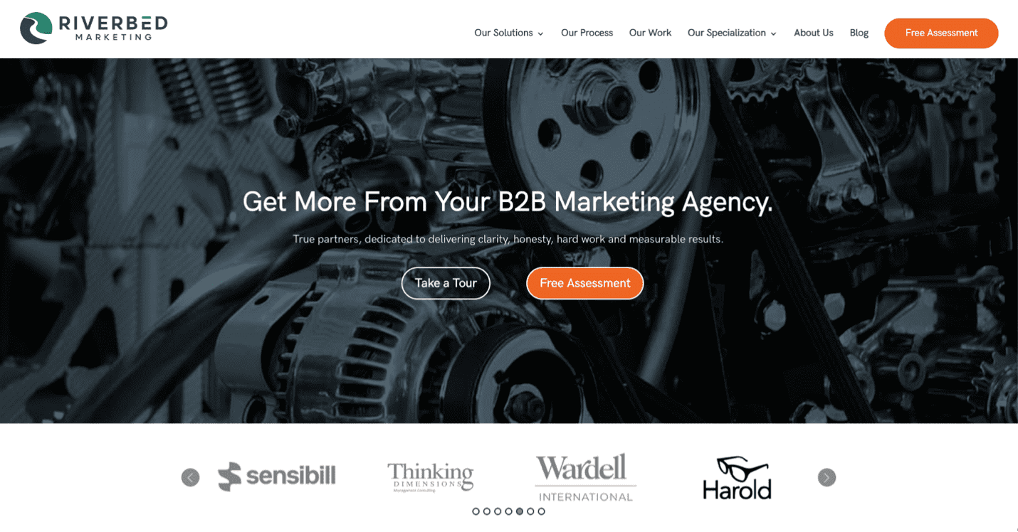 Riverbed Marketing agency homepage