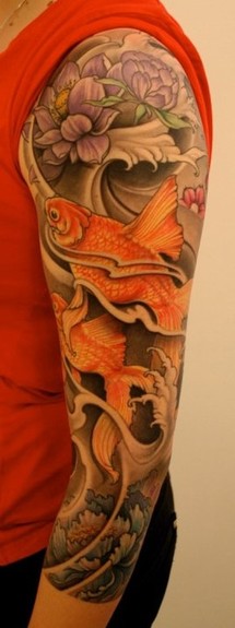 ลายสักปลาทองแขน1