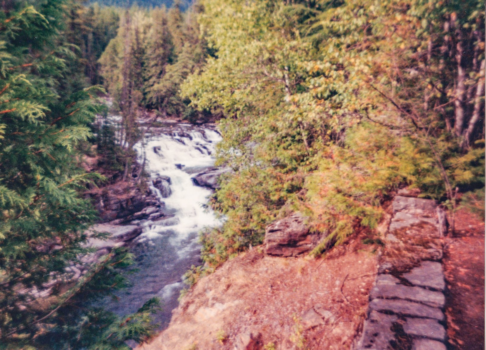 Waterfall along a medium stream 