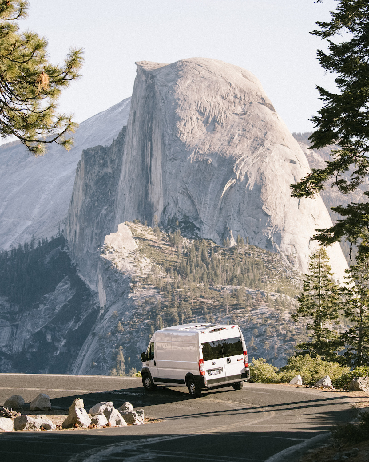 Campervan in front of mountain