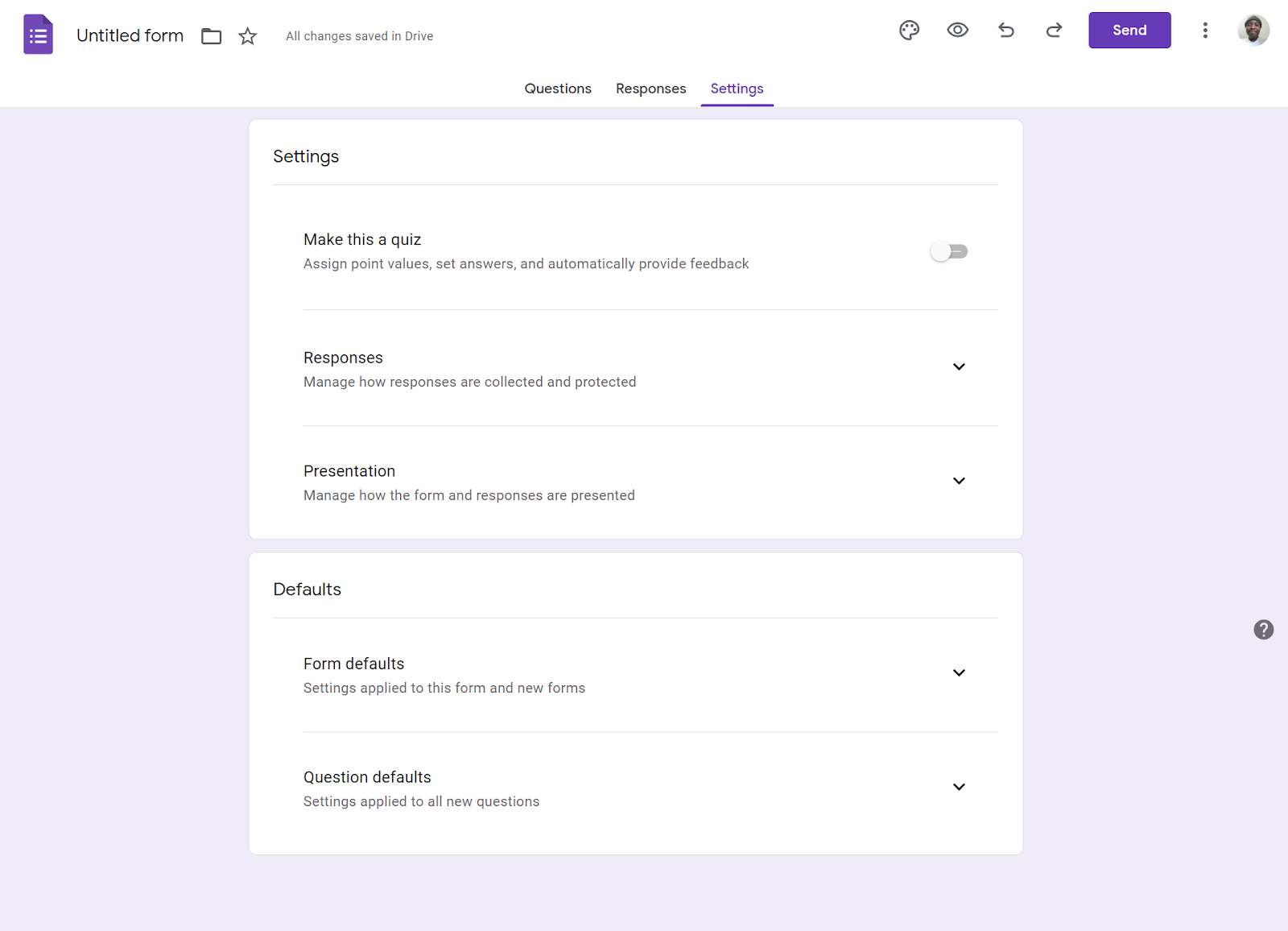 how to create a survey in google forms step 6: adjust settings
