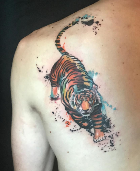 Tiger Tattoo Design On Back