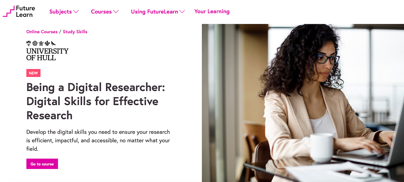 The course landing page for the Being a Digital Researcher: Digital Skills for Effective Research 