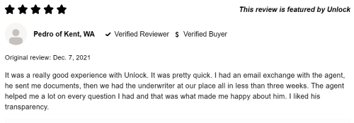 Five-star Unlock review from ConsumerAffairs member. 
