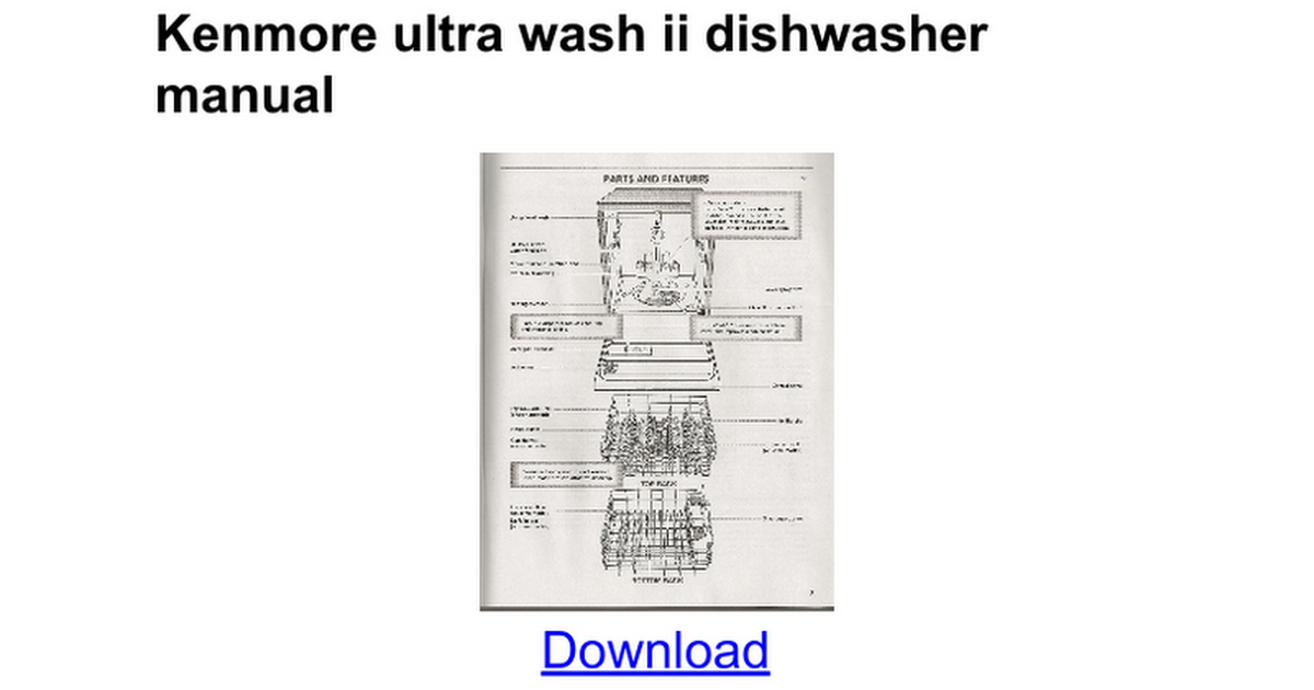 Kenmore ultra wash ii dishwasher manual Google Docs