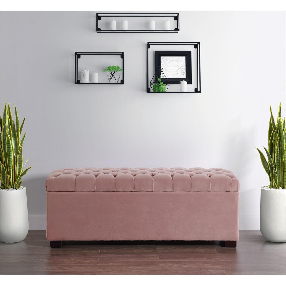 an upholstered storage bench 