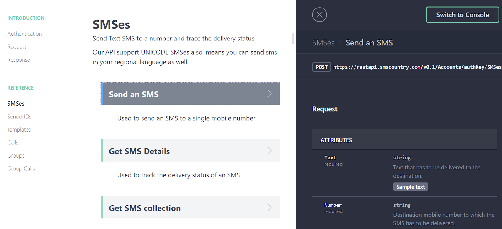 SMSCountry REST API documentation