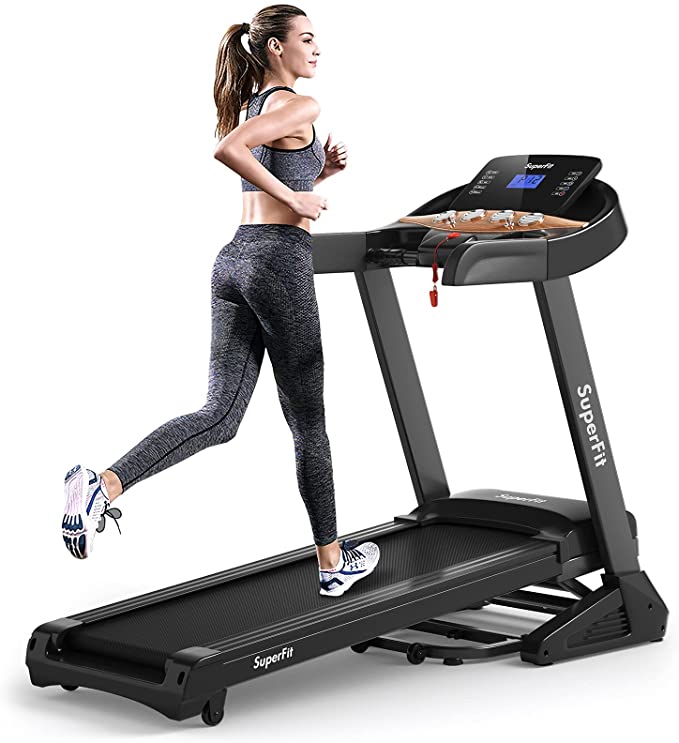 Goplus 3.75HP Folding Treadmill with Incline, Electric Superfit Treadmill w/App Control, 12 Preset & 3 Custom Programs, Blue Tooth Speaker, Heart Rate Monitor, Running Jogging Machine for Home Gym