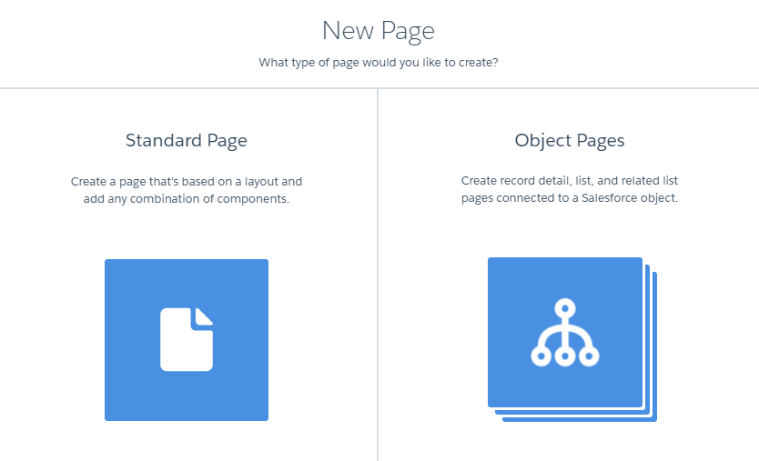 two types of pages: Standard and Object