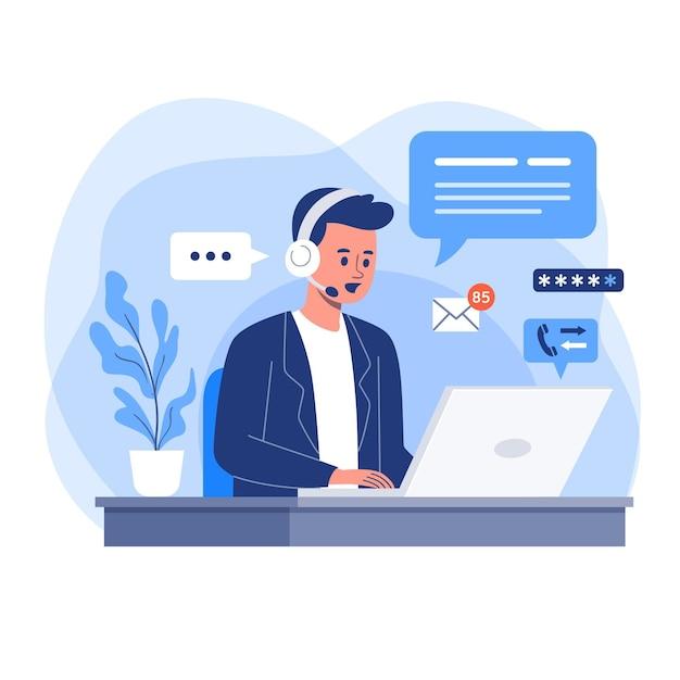 Free vector flat design illustration customer support