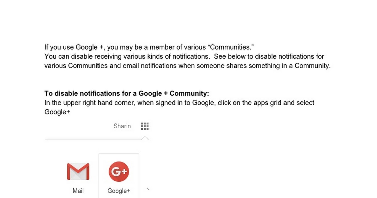 Turn off Notifications for Google + Community