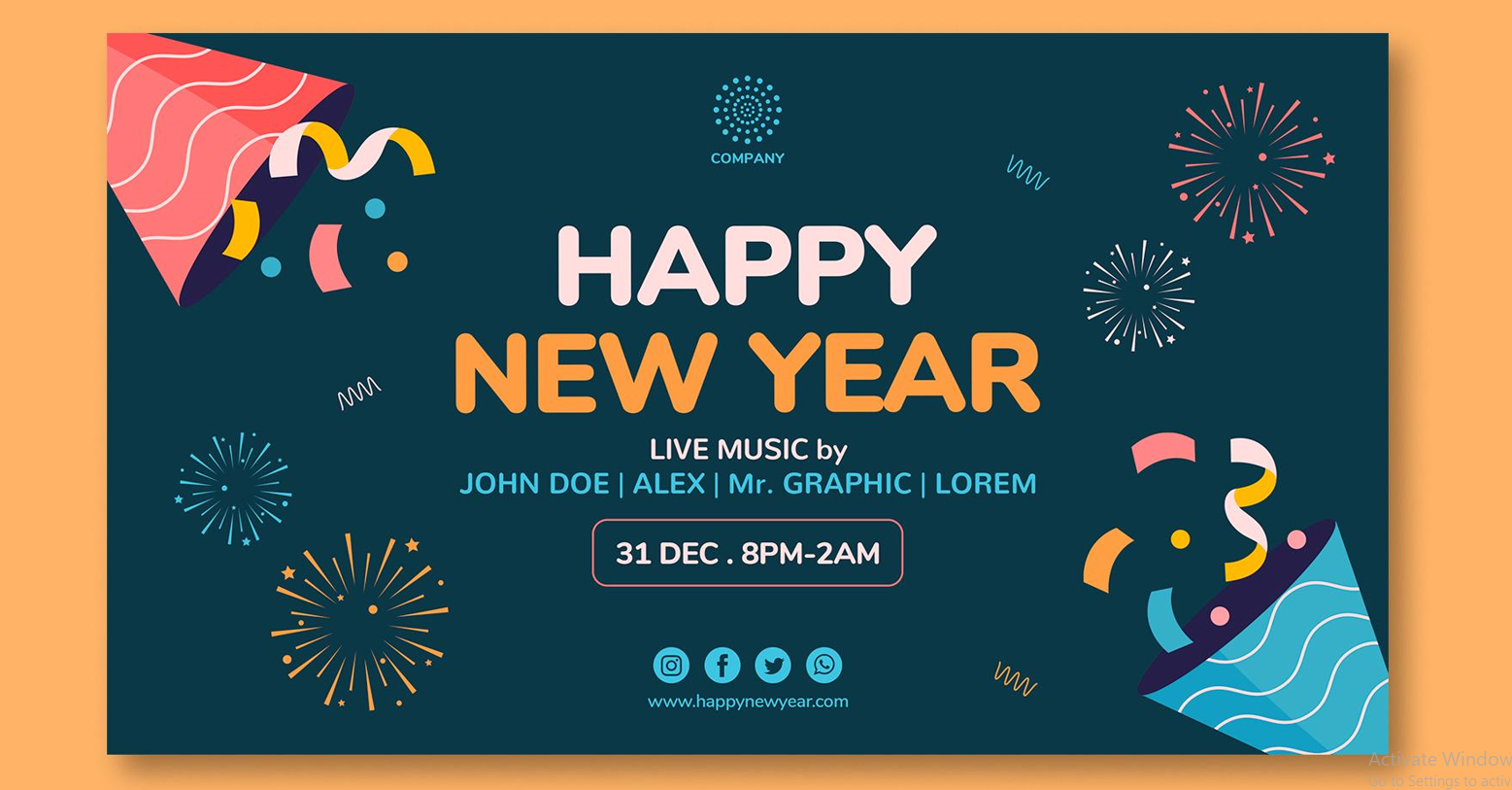 Mẫu Banner Happy New Year: Tạo không khí mùa xuân rộn ràng (6) 