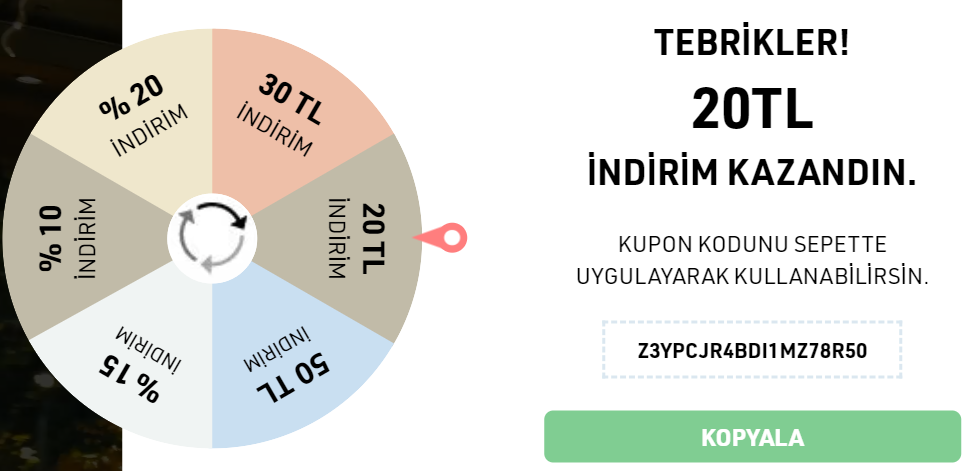 20 TL Addax Çark Çevir Promosyon Kodu Mart 2024 | Kuponla.com
