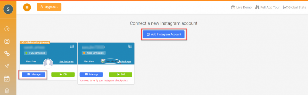 Manage Instagram Accounts 