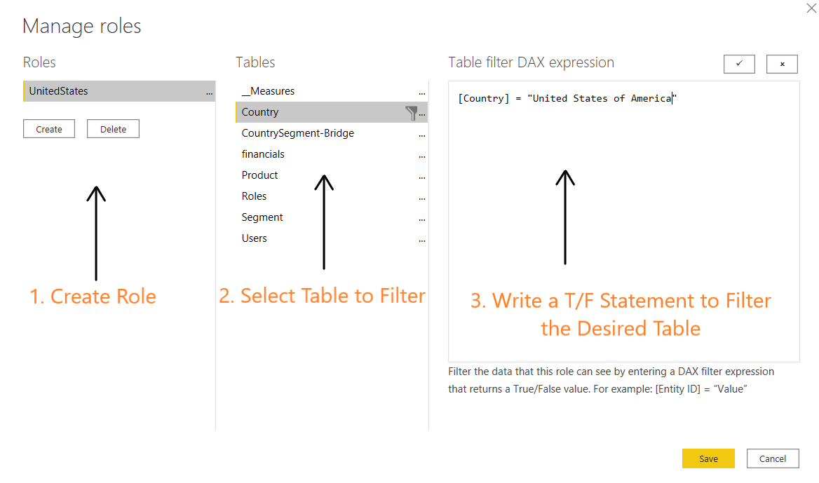 Create roles and filters