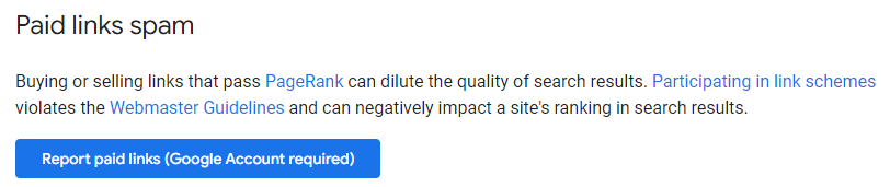 paid link spam defined by Google