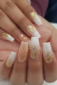 Gold and White Nails Design