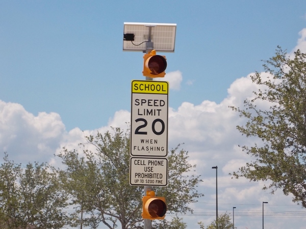 School Speed limit sign in Katy