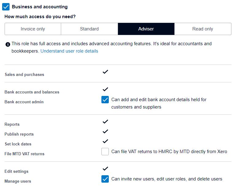 Restrict access to changing bank account details in Xero