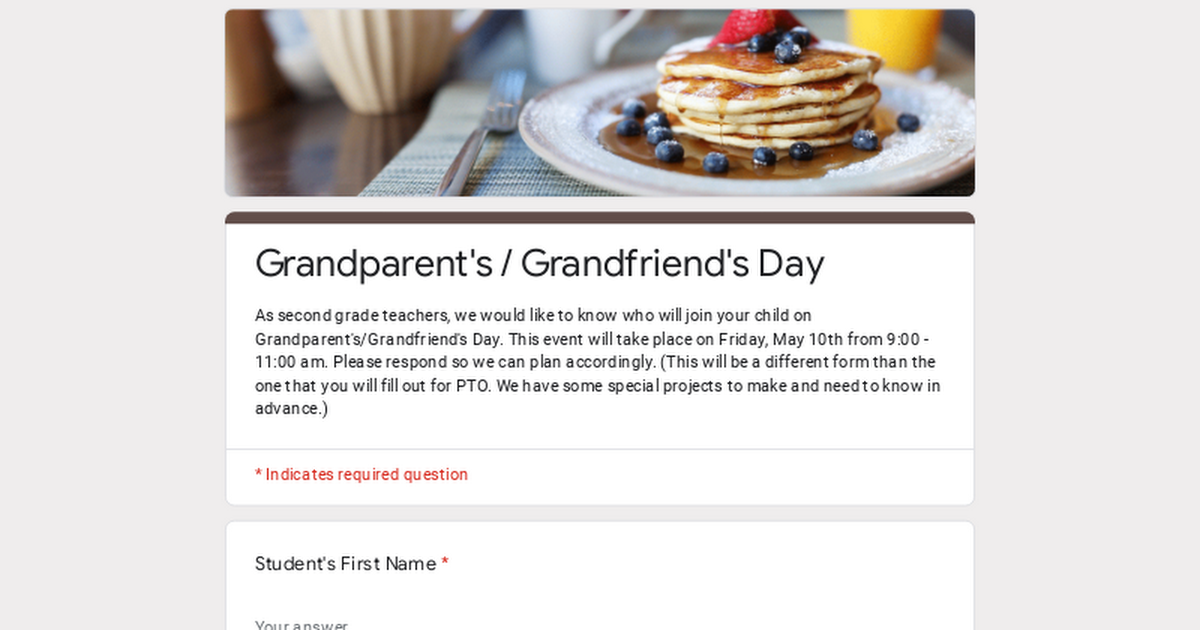 Grandparent's / Grandfriend's Day