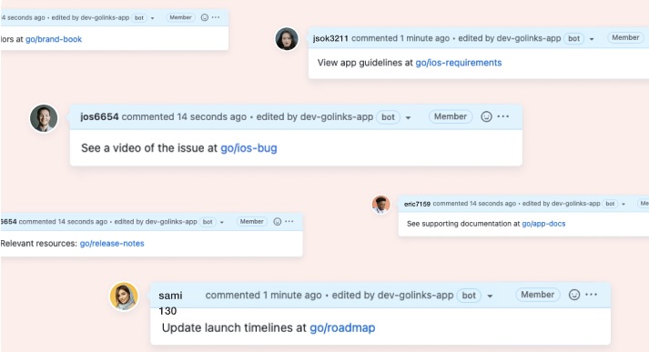 Collaborate asynchronously with the GoLinks GitHub Integration