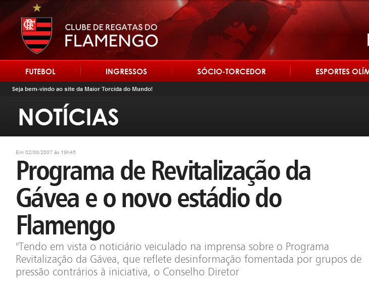 O Flamengo não tem estádio pra jogar Futebol