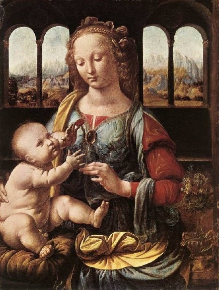 Madonna of the Carnation, Leonardo da Vinci, 1478–1480, 62x48, Alte Pinakothek gallery in Munich, Germany.jpg