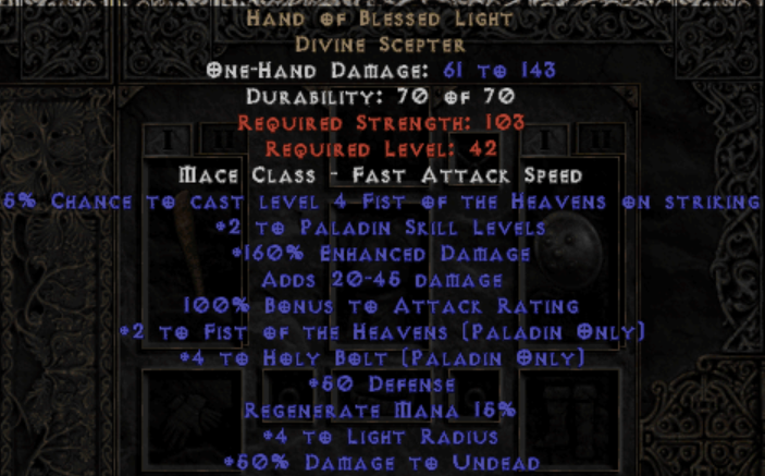 Hand of Blessed Light Diablo 2