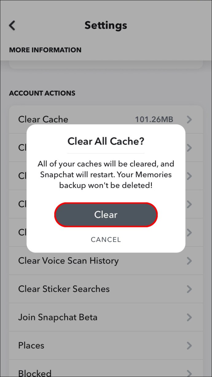 Clearing Snapchat Cache on iPhone