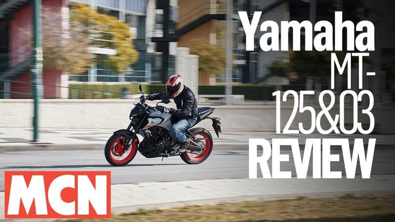 A screen grab from a video about a Yamaha MT-125 review, from one of the most popular motorcycle news YouTube channels, MCN.