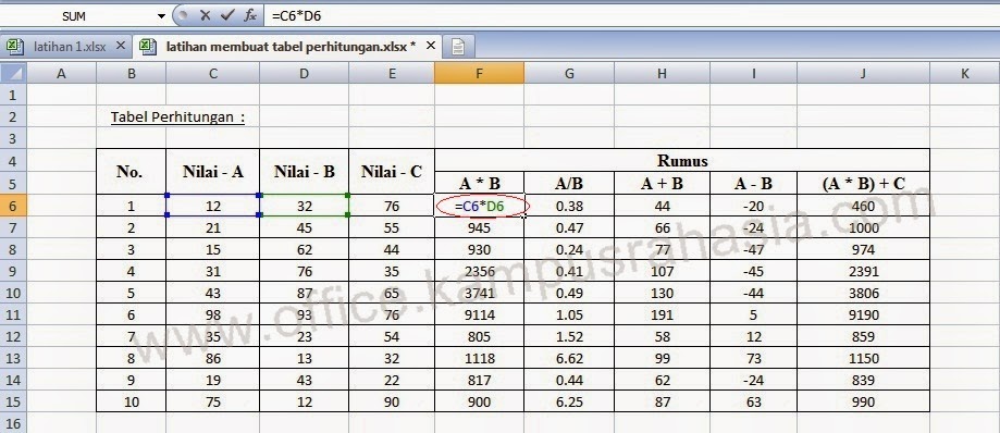 Formula Microsoft Excel