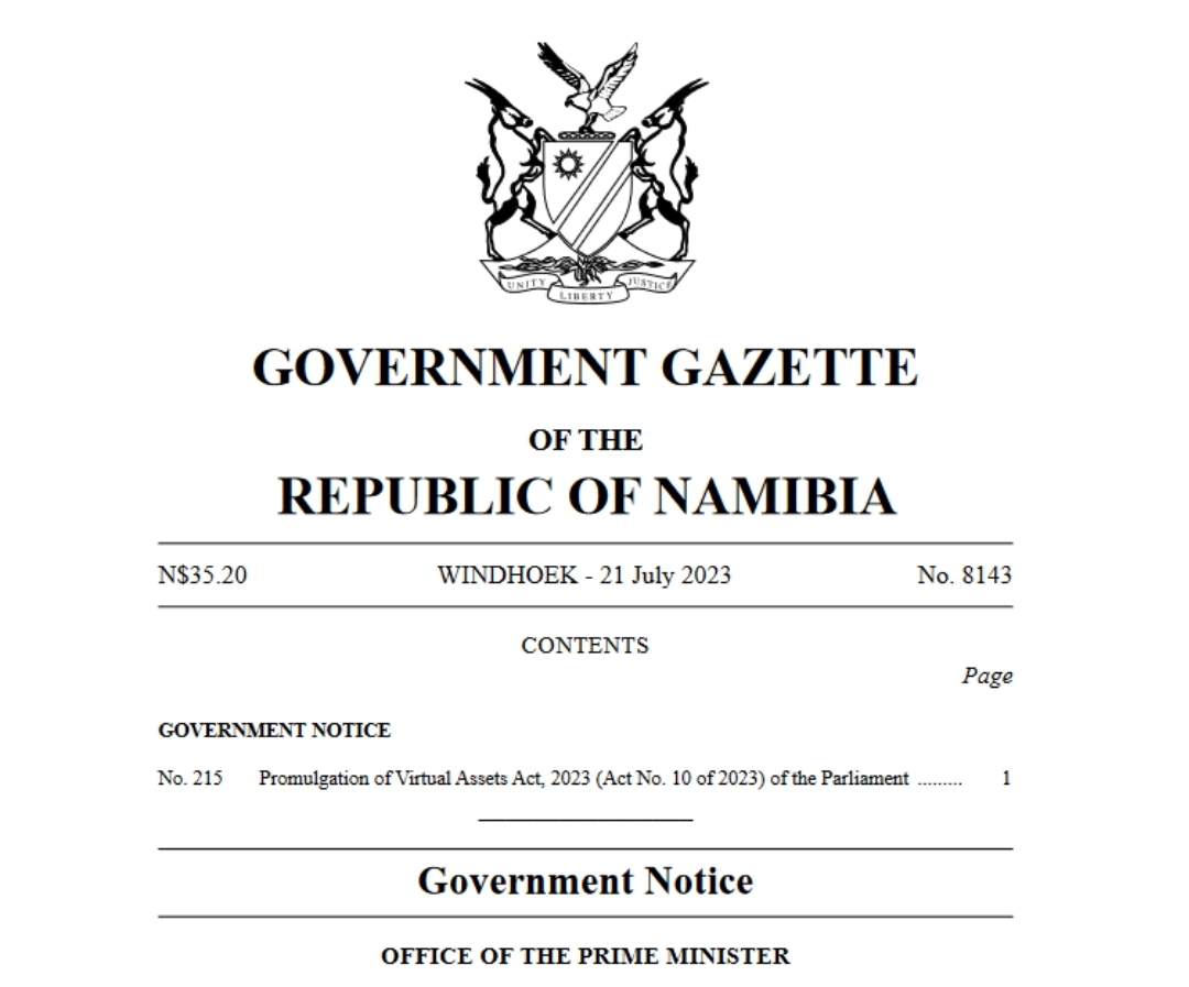 The government of Namibia signs crypto regulation bill 1