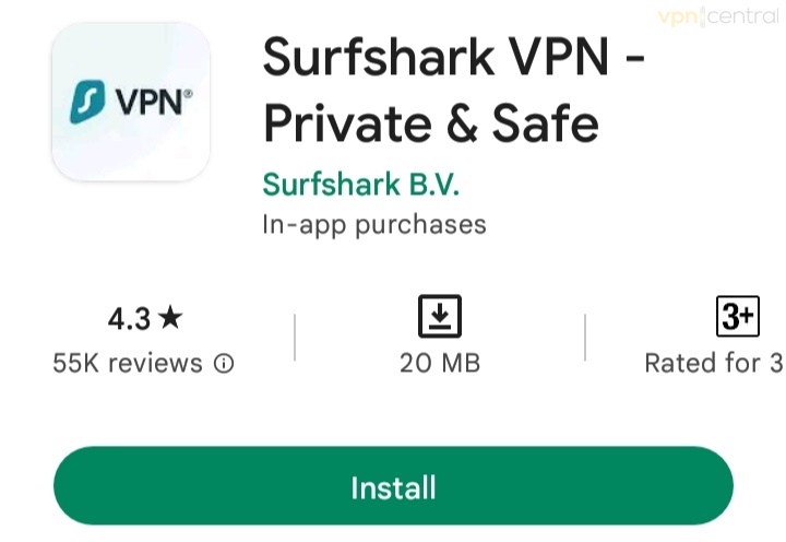 Surfshark install mobile app