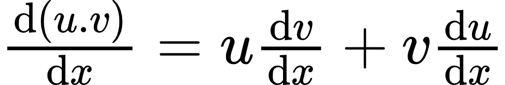 {"type":"$","font":{"family":"Arial","size":12,"color":"#000000"},"id":"47","code":"$\\diff{\\left(u.v\\right)}{x}=u\\diff{v}{x}+v\\diff{u}{x}$","ts":1598437289964,"cs":"PlHQQzd+sSutyE0no3kAQg==","size":{"width":170,"height":28}}