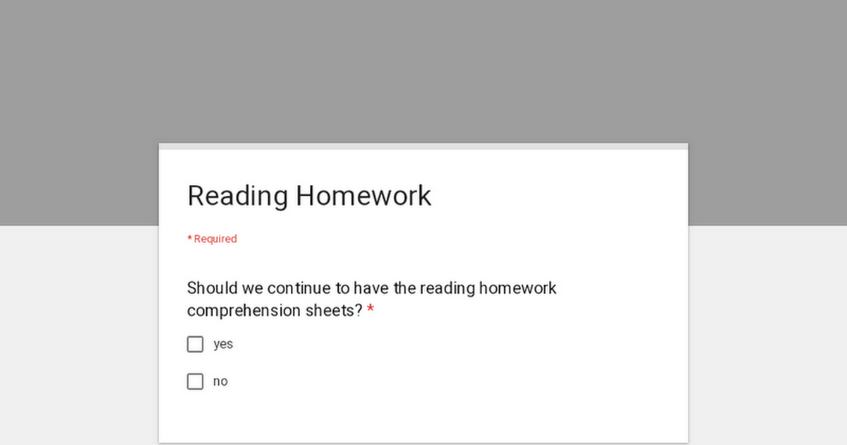 Reading Homework