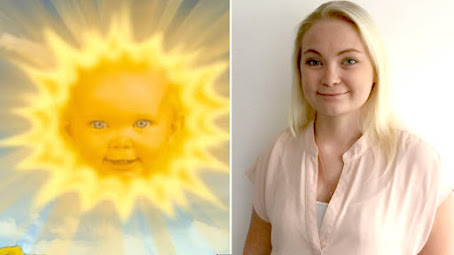 La verdad detrás de la foto viral de un bebé junto a la chica que era el sol  en "Los Teletubbies" - Infobae