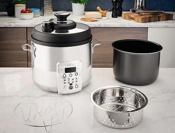 Disassembled pressure cooker