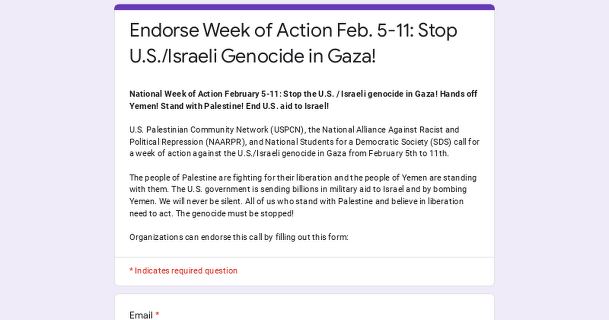 National Week of Action February 5-11: Stop the U.S.-Israeli genocide in Gaza!