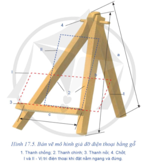 A wooden stand with blue lines and a star</p>
<p>Description automatically generated